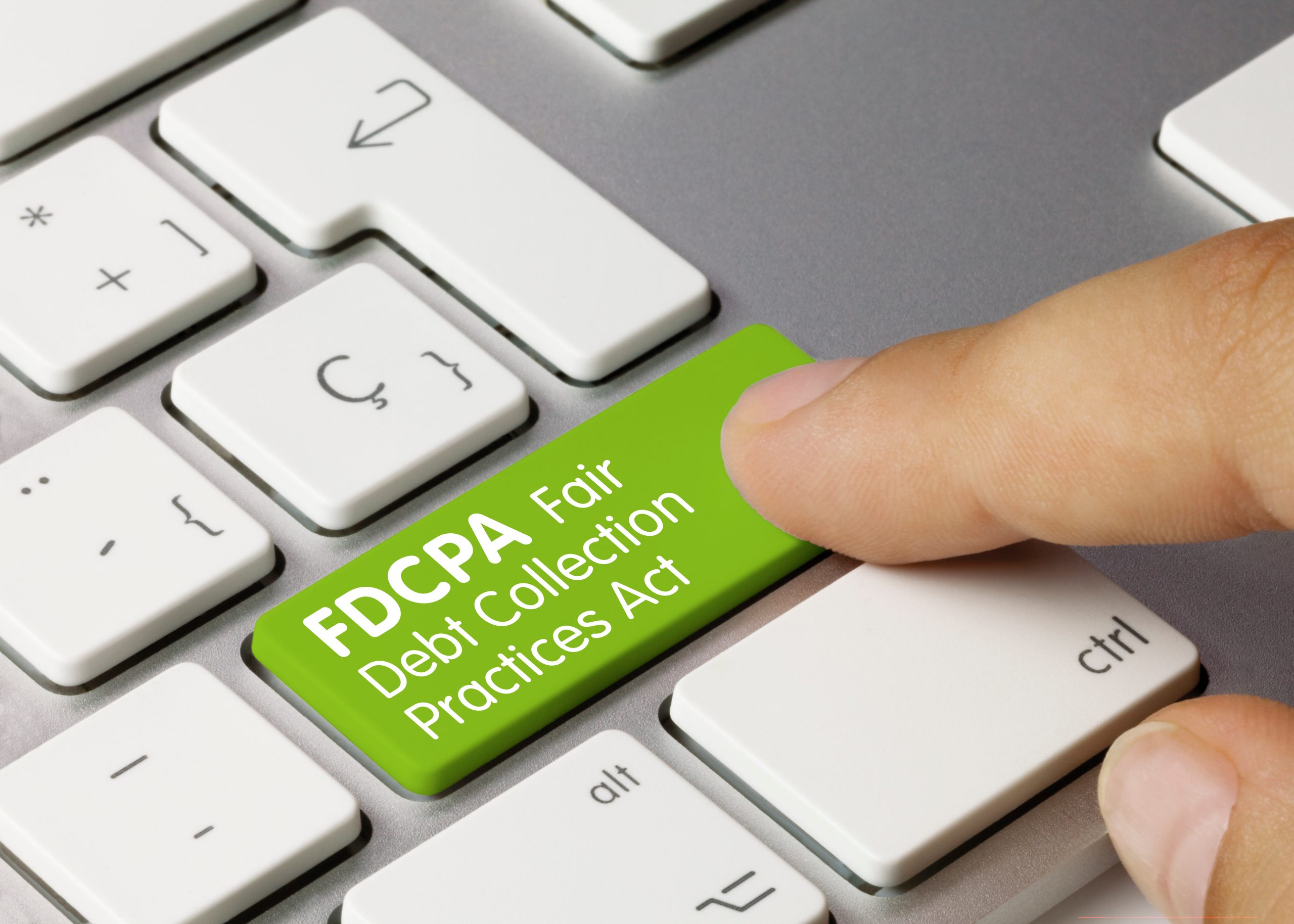 FDCPA Fair Debt Collection Practices Act - Inscription on Green Keyboard Key.