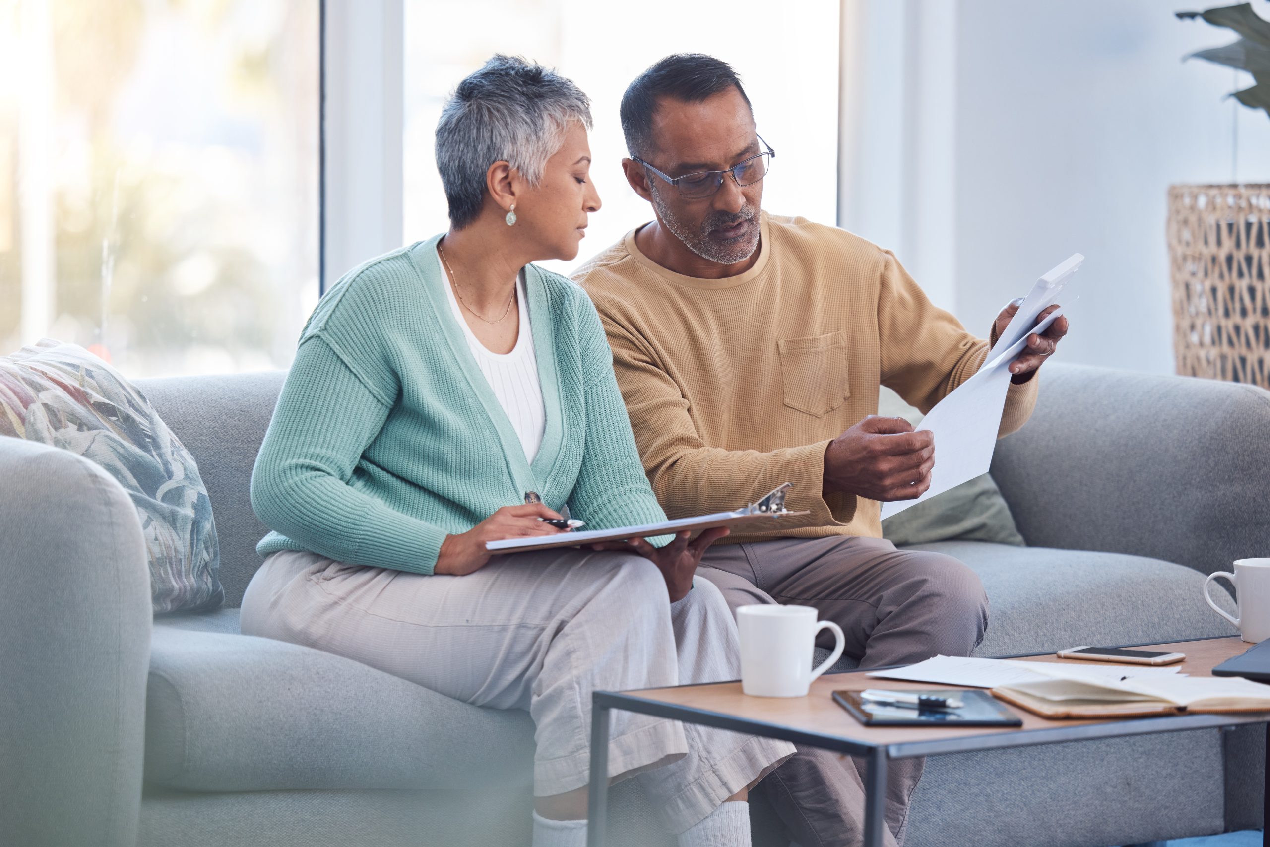 Couple gathering documents