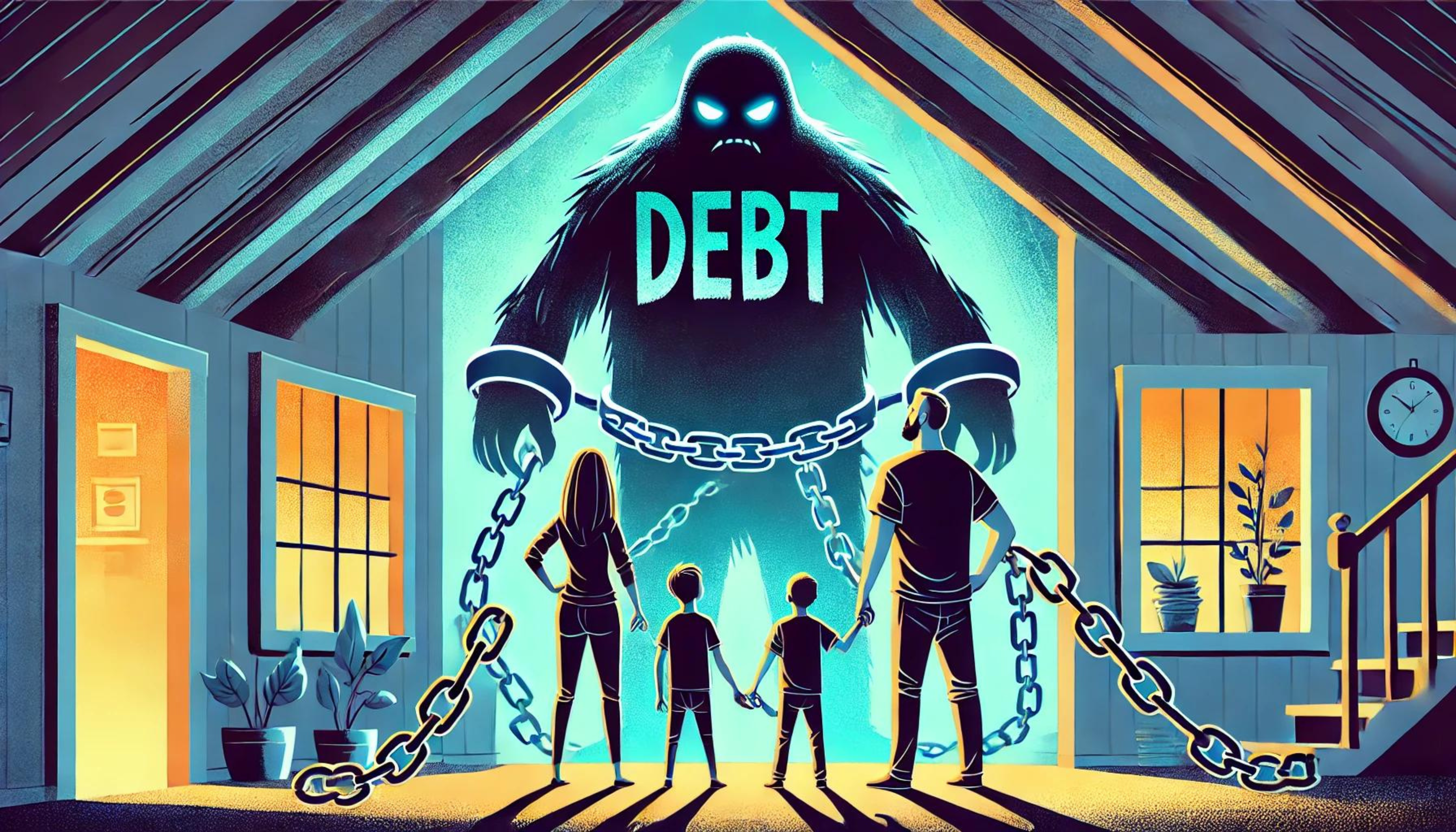 Debt Monster in Chains